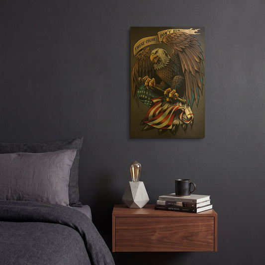 'Eagle Holding Flag' By Flyland Designs Gold Metal Wall Art