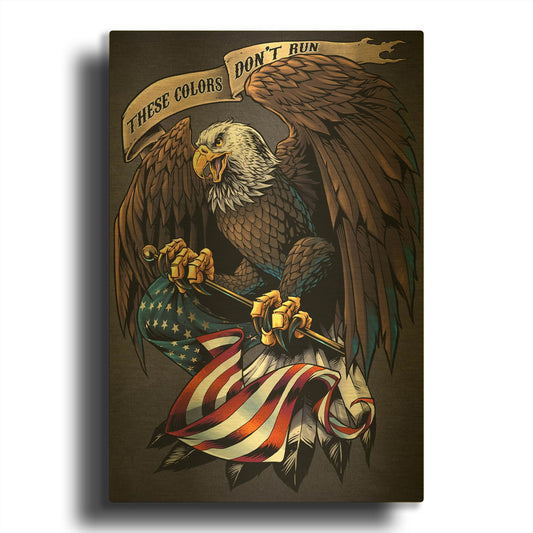 'Eagle Holding Flag' By Flyland Designs Gold Metal Wall Art