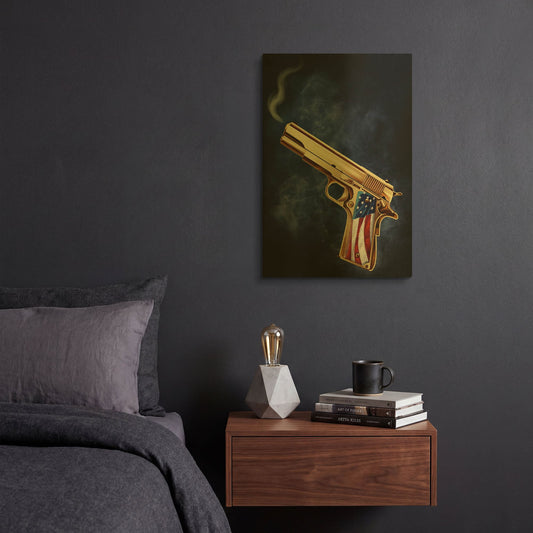 'Golden Gun' By Flyland Designs Gold Metal Wall Art