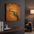 'Gunslinger - Single Gun 02' By Flyland Designs Gold Metal Wall Art