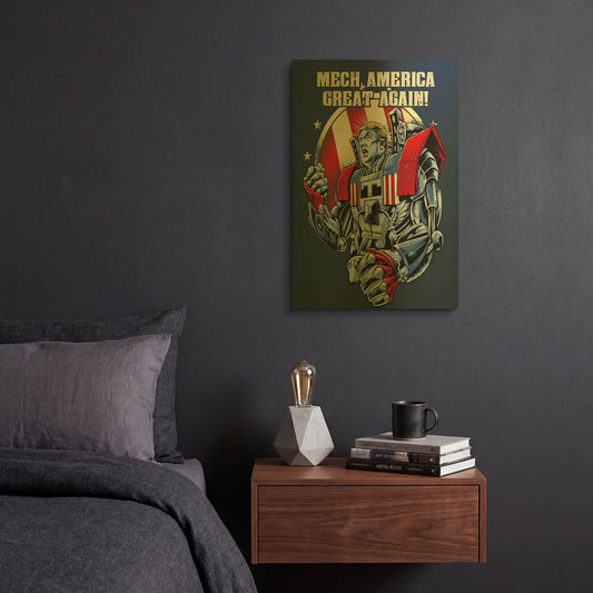 'Mecha Trump Amazon' By Flyland Designs Gold Metal Wall Art