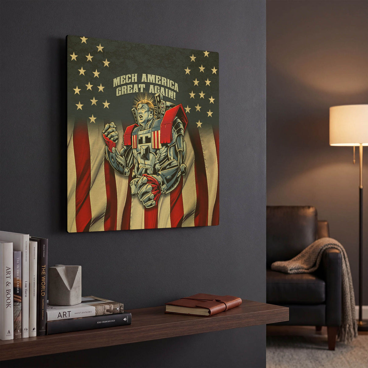 'Mecha Trump Rageon' By Flyland Designs Gold Metal Wall Art