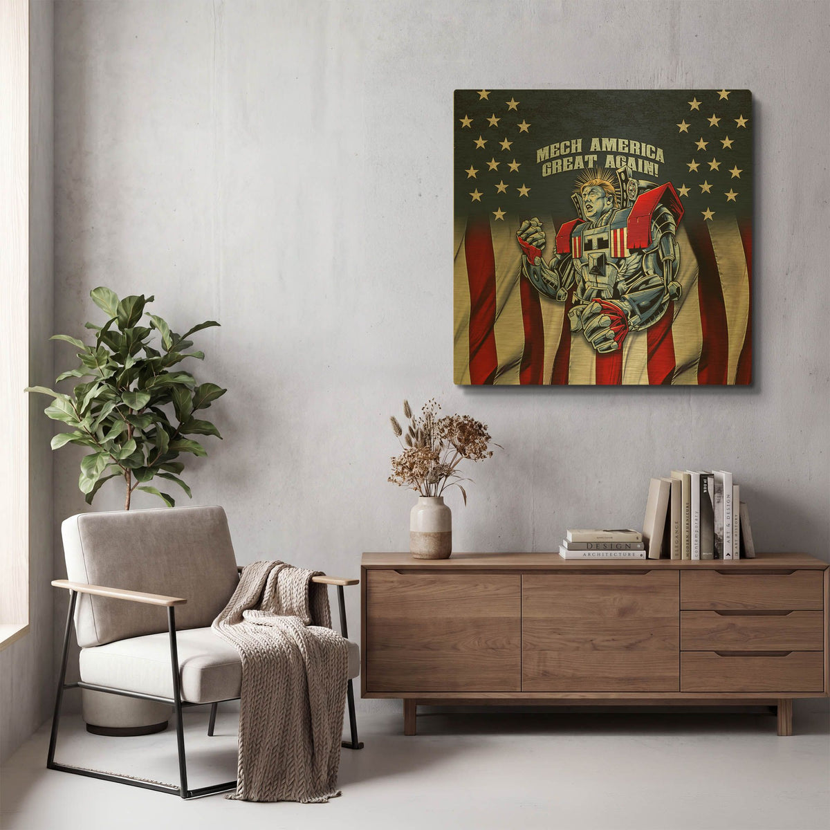 'Mecha Trump Rageon' By Flyland Designs Gold Metal Wall Art
