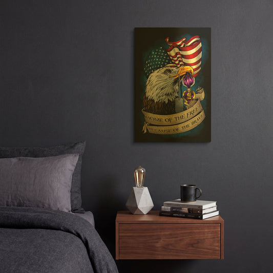 'Purple Heart Eagle and Flag 01' By Flyland Designs Gold Metal Wall Art