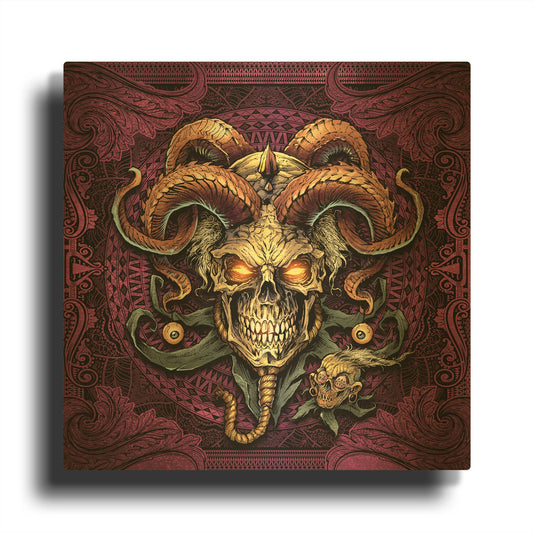 'Jester Skull With Horns' By Flyland Designs Gold Metal Wall Art