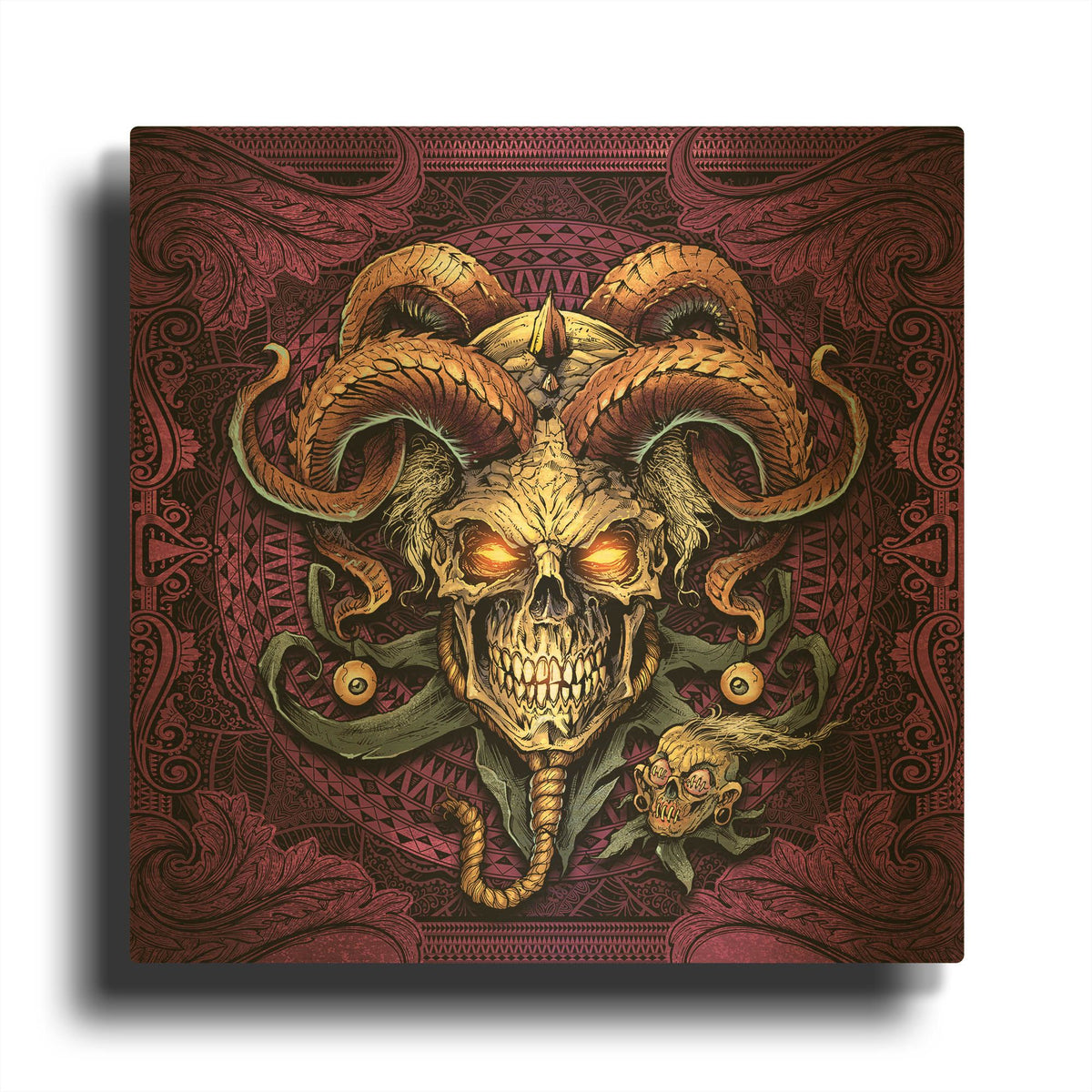'Jester Skull With Horns' By Flyland Designs Gold Metal Wall Art