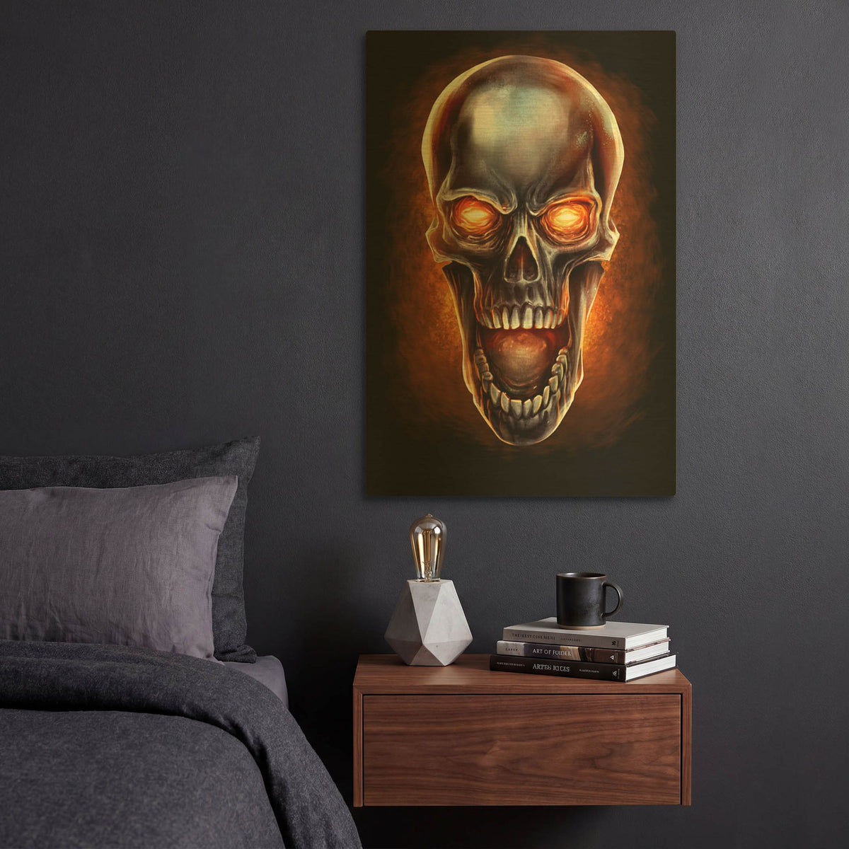 'Metal Fire Skull' By Flyland Designs Gold Metal Wall Art