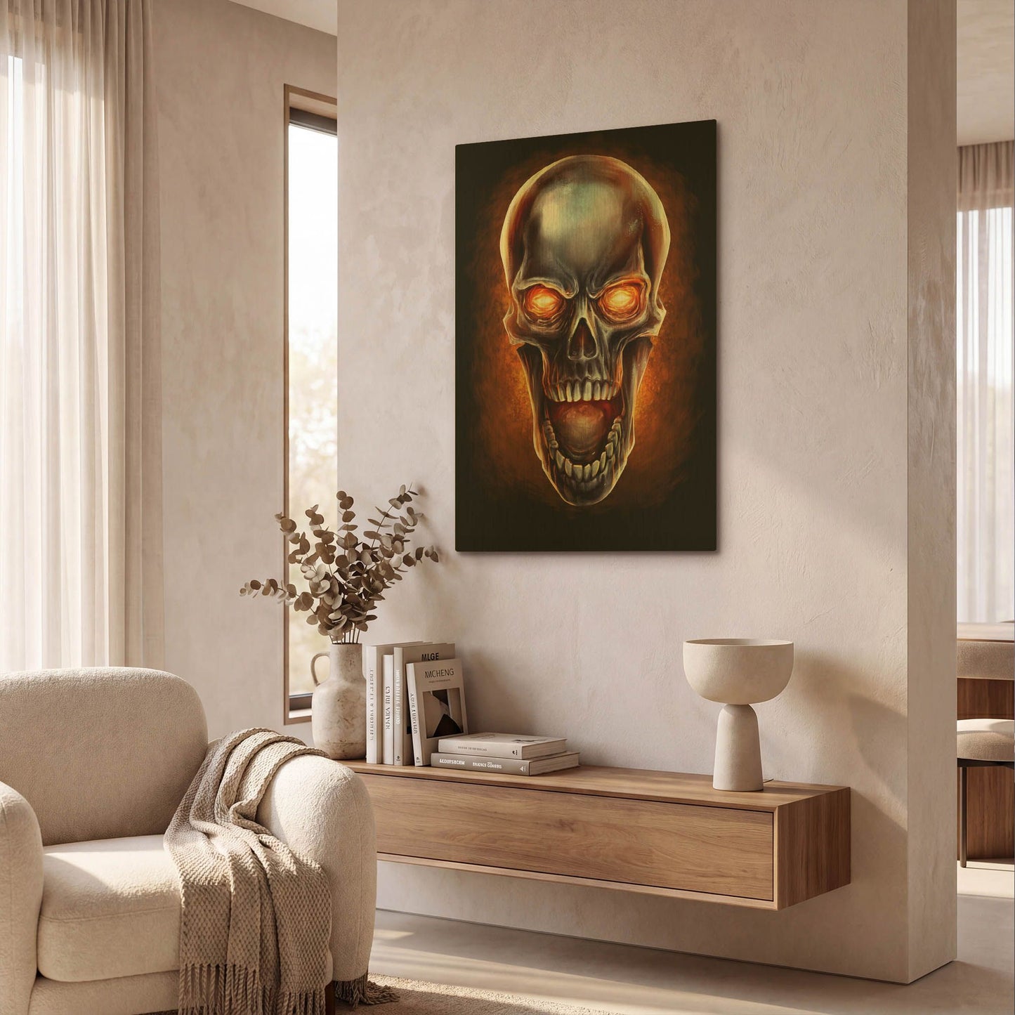 'Metal Fire Skull' By Flyland Designs Gold Metal Wall Art