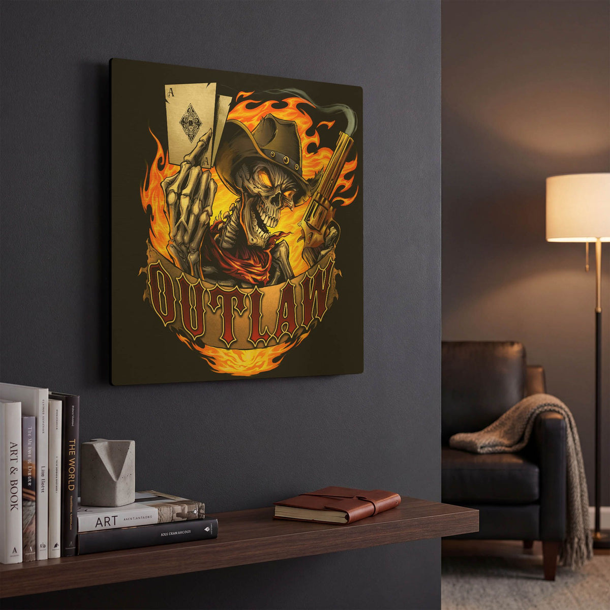 'Outlaw Skeleton' By Flyland Designs Gold Metal Wall Art
