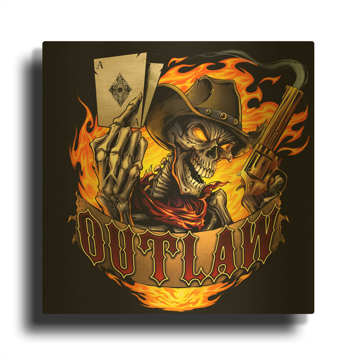 'Outlaw Skeleton' By Flyland Designs Gold Metal Wall Art