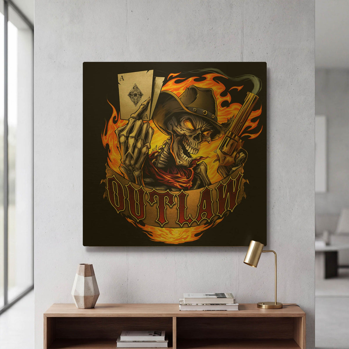 'Outlaw Skeleton' By Flyland Designs Gold Metal Wall Art