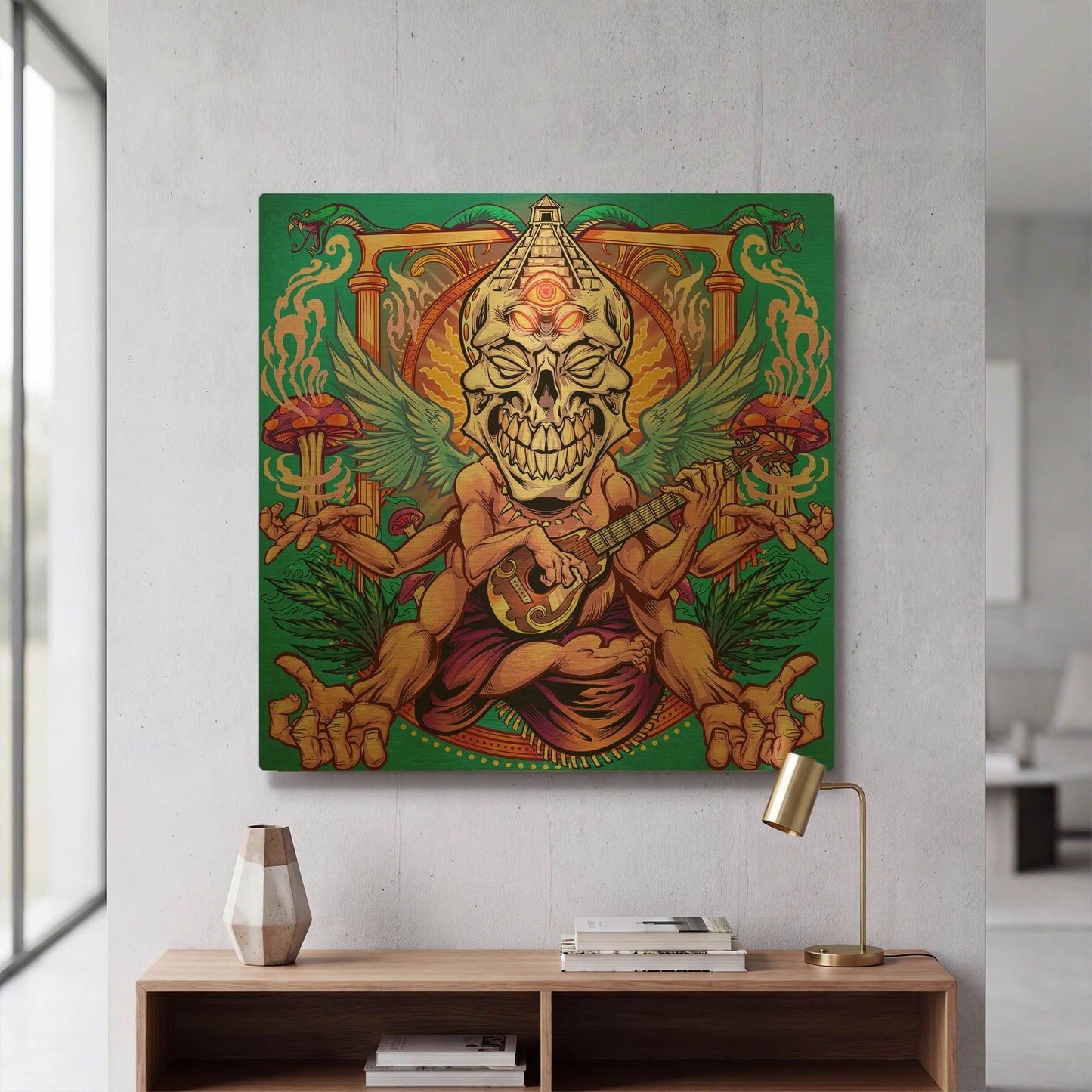 'Psyk-Out Psychedlic' By Flyland Designs Gold Metal Wall Art