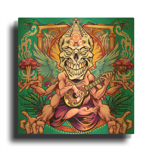 'Psyk-Out Psychedlic' By Flyland Designs Gold Metal Wall Art