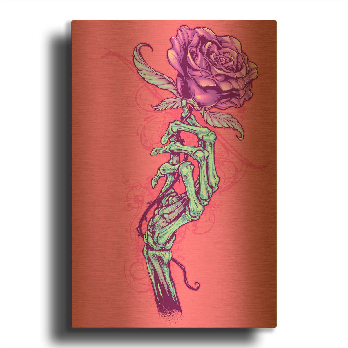 'Skeleton Hand With Rose' By Flyland Designs Gold Metal Wall Art