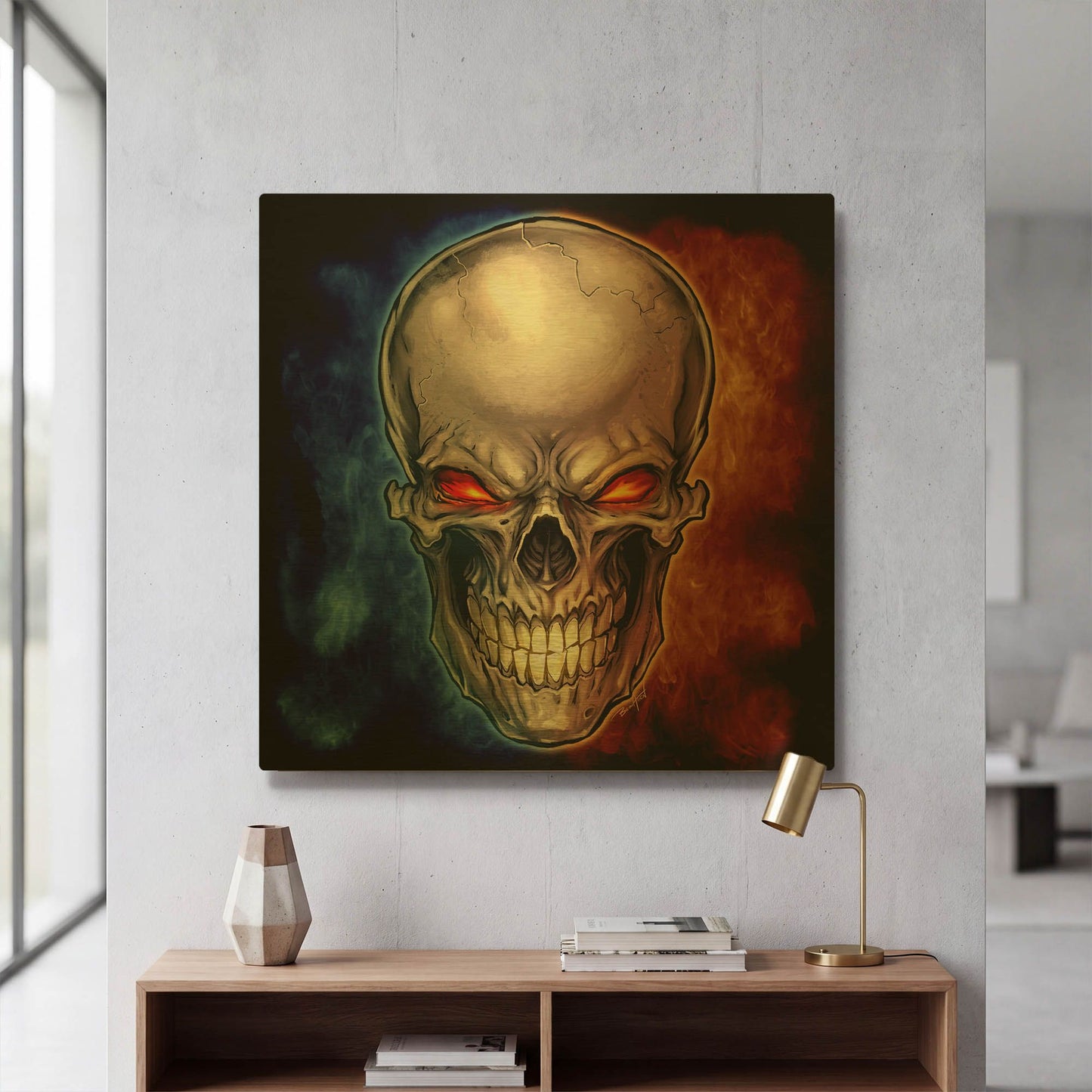 'Skull 2016' By Flyland Designs Gold Metal Wall Art