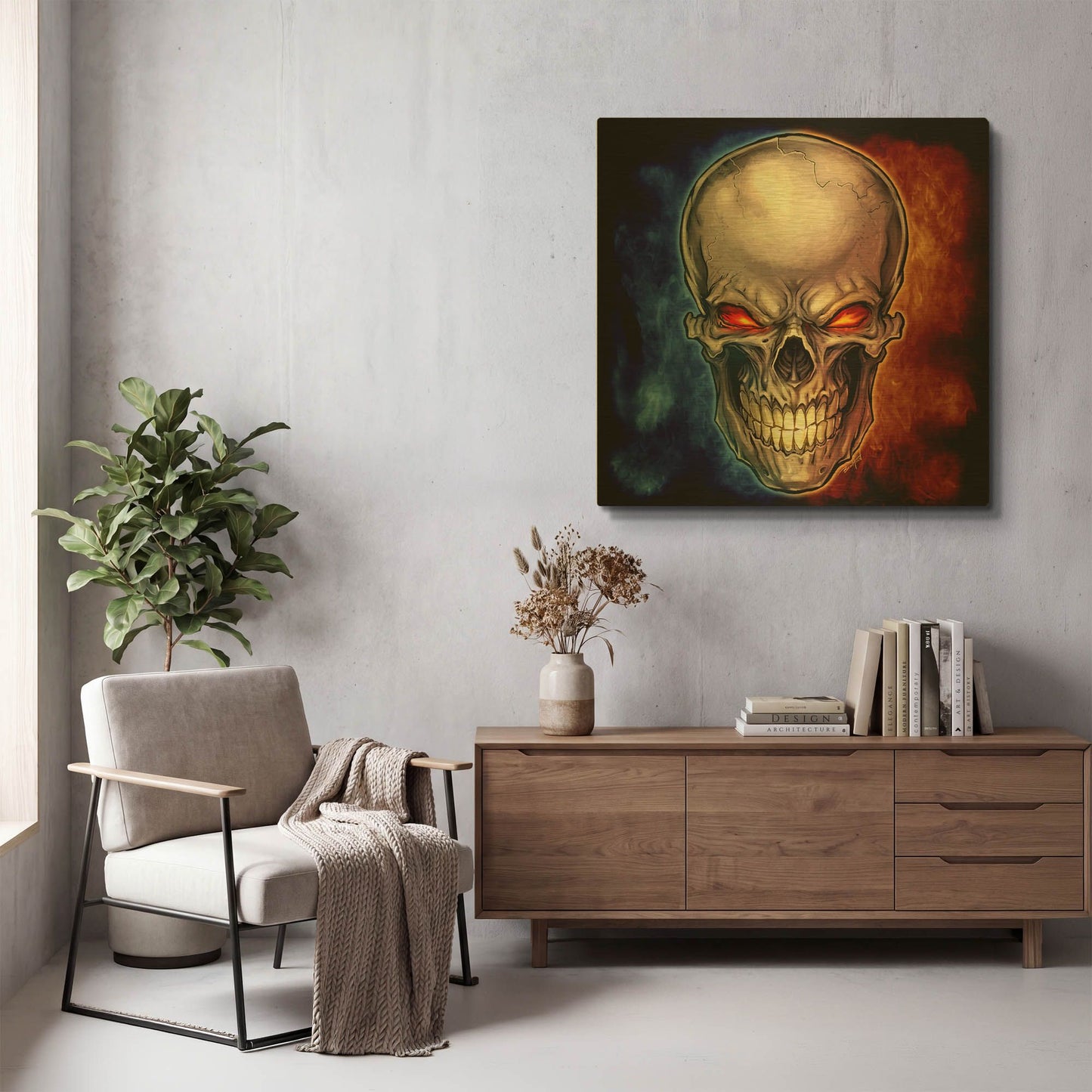 'Skull 2016' By Flyland Designs Gold Metal Wall Art