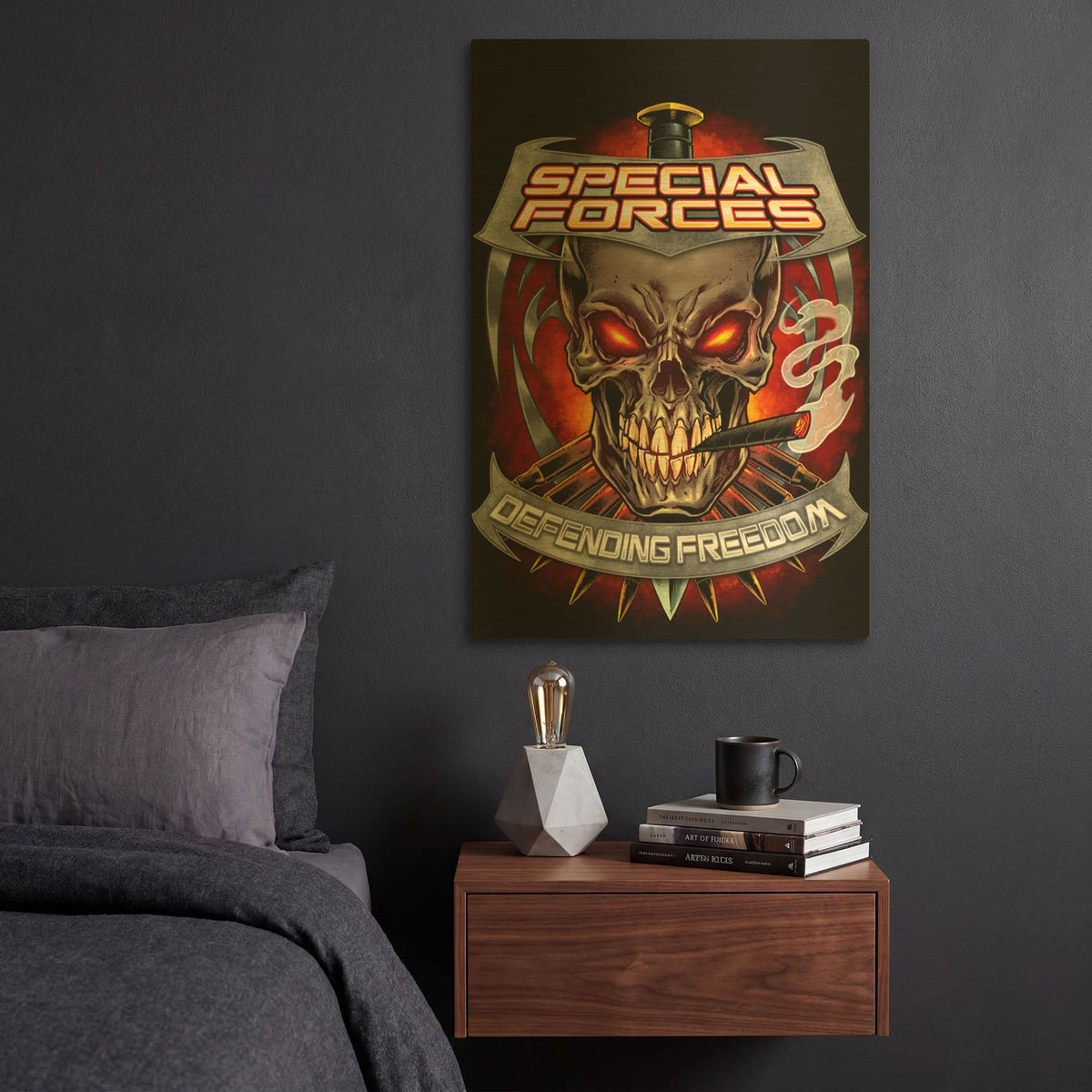 'Skull And Bullets Crest' By Flyland Designs Gold Metal Wall Art