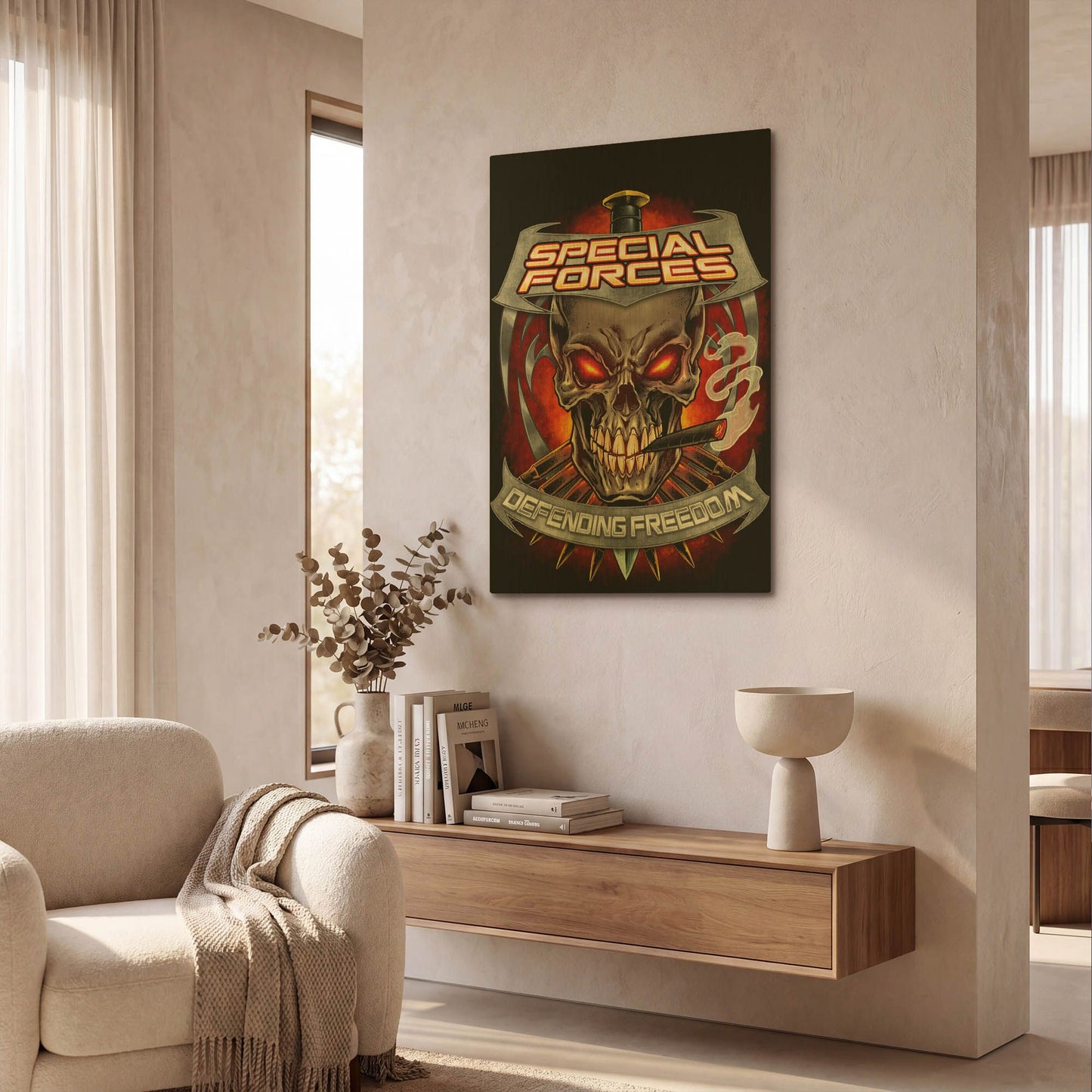 'Skull And Bullets Crest' By Flyland Designs Gold Metal Wall Art