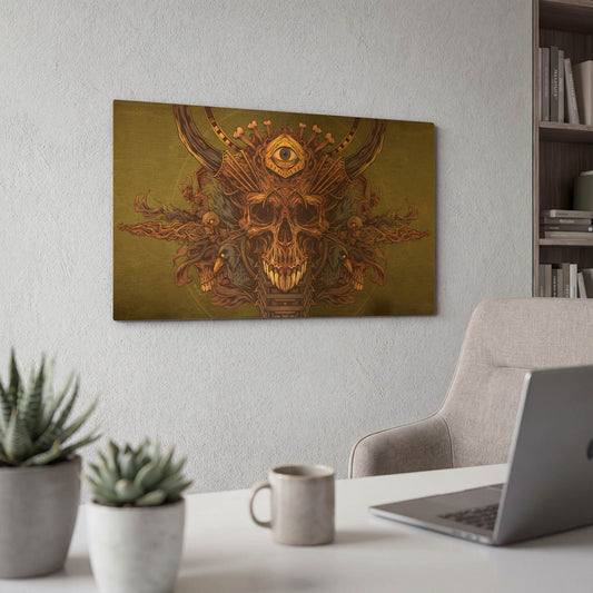 'Skull And Pyramid Eye' By Flyland Designs Gold Metal Wall Art