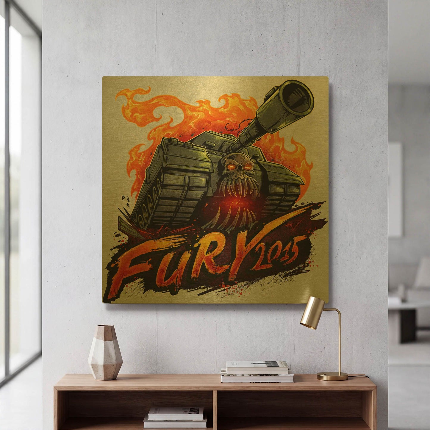 'Skull Tank' By Flyland Designs Gold Metal Wall Art