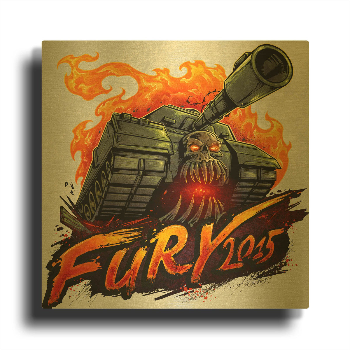 'Skull Tank' By Flyland Designs Gold Metal Wall Art