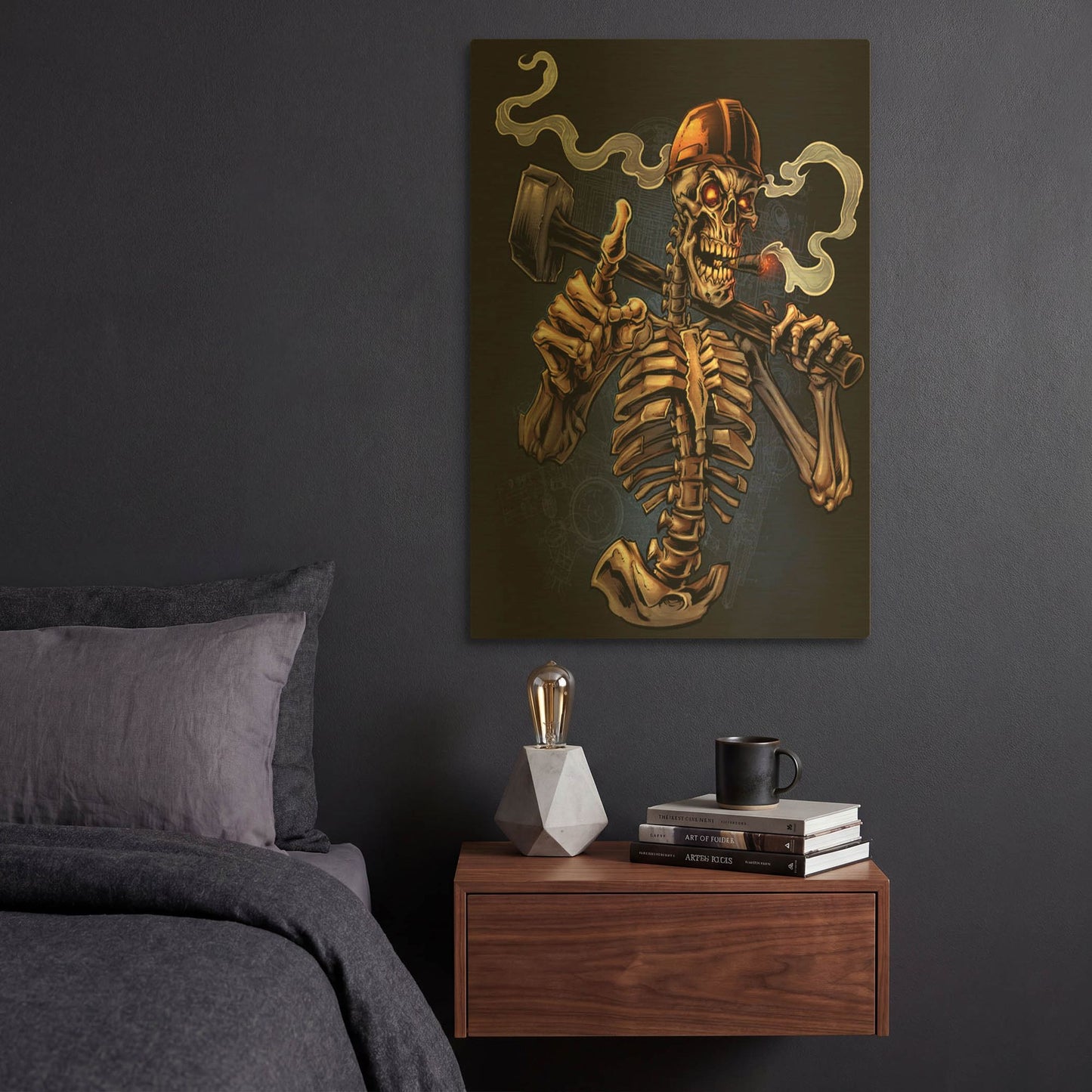 'Sledgehammer Skeleton Licensing' By Flyland Designs Gold Metal Wall Art