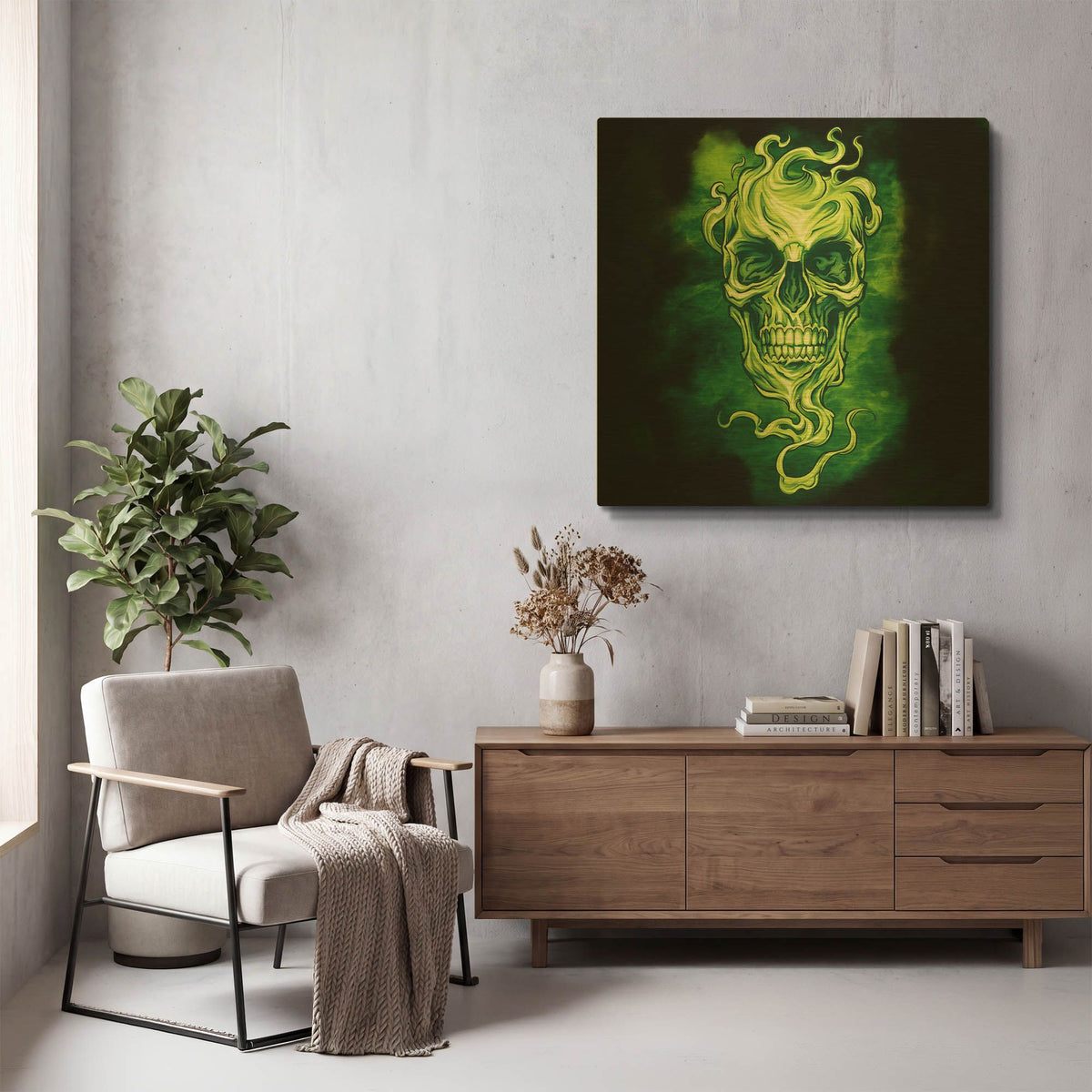 'Smoky Skull' By Flyland Designs Gold Metal Wall Art