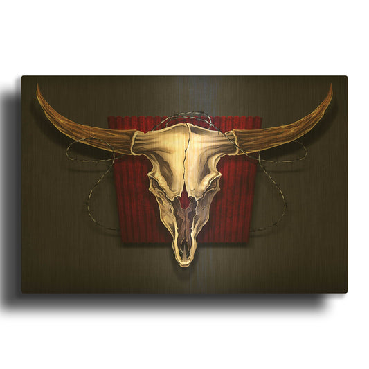 'Steer Skull 01' By Flyland Designs Gold Metal Wall Art