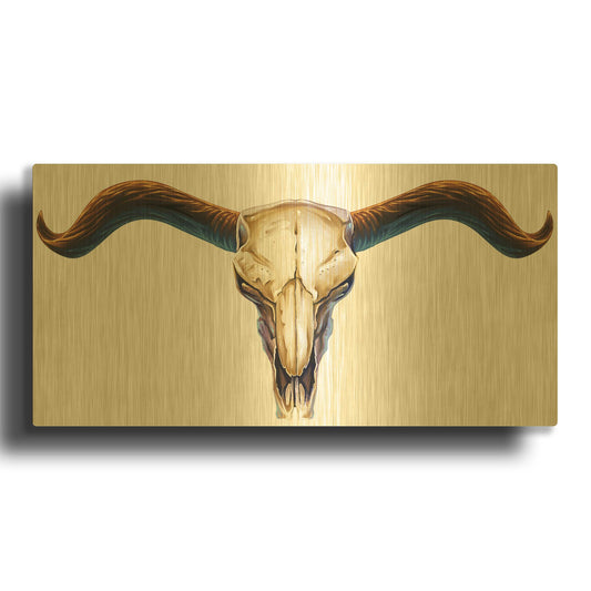 'Steer Skull 02' By Flyland Designs Gold Metal Wall Art