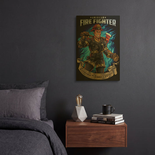 'Firefighter Human Template' By Flyland Designs Gold Metal Wall Art