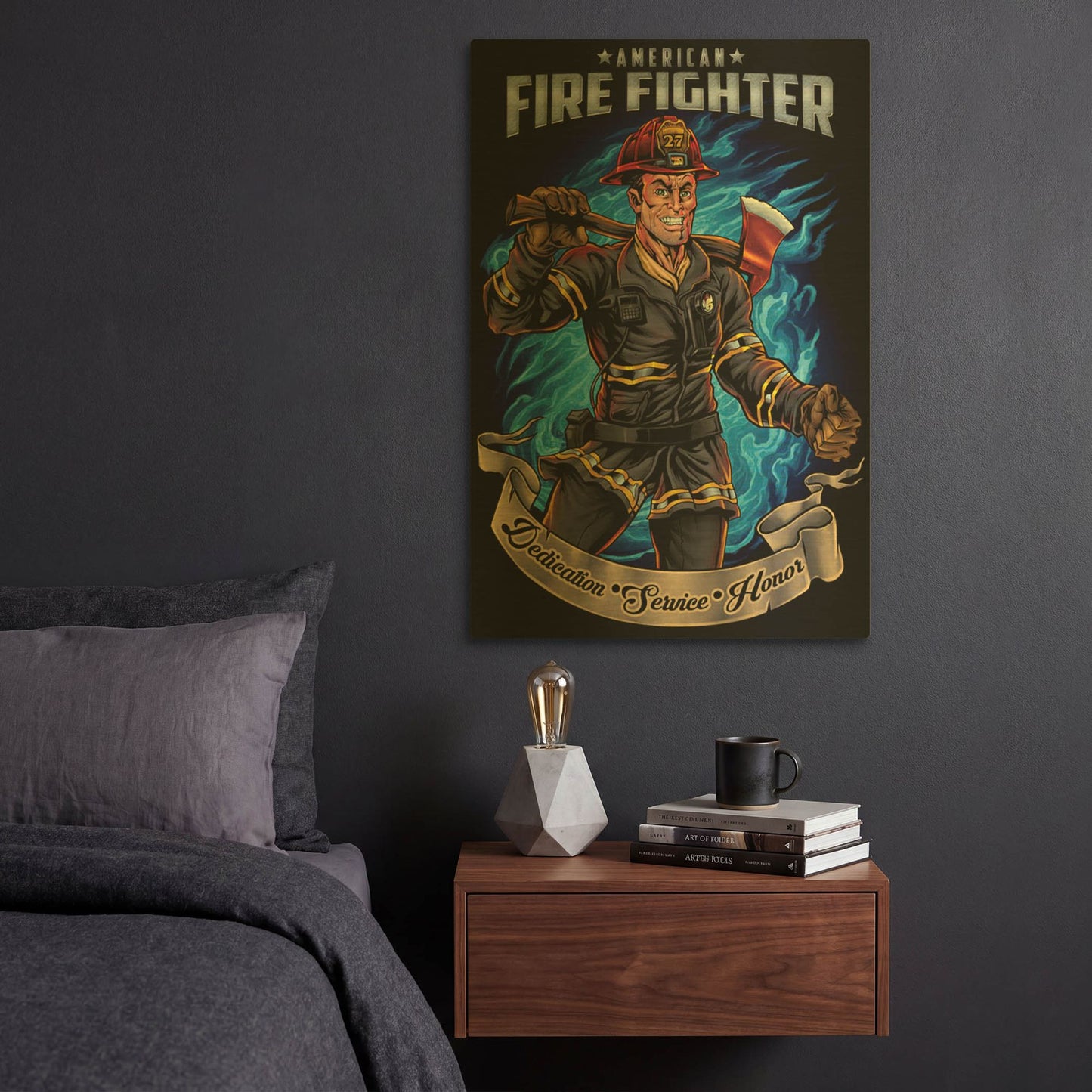 'Firefighter Human Template' By Flyland Designs Gold Metal Wall Art