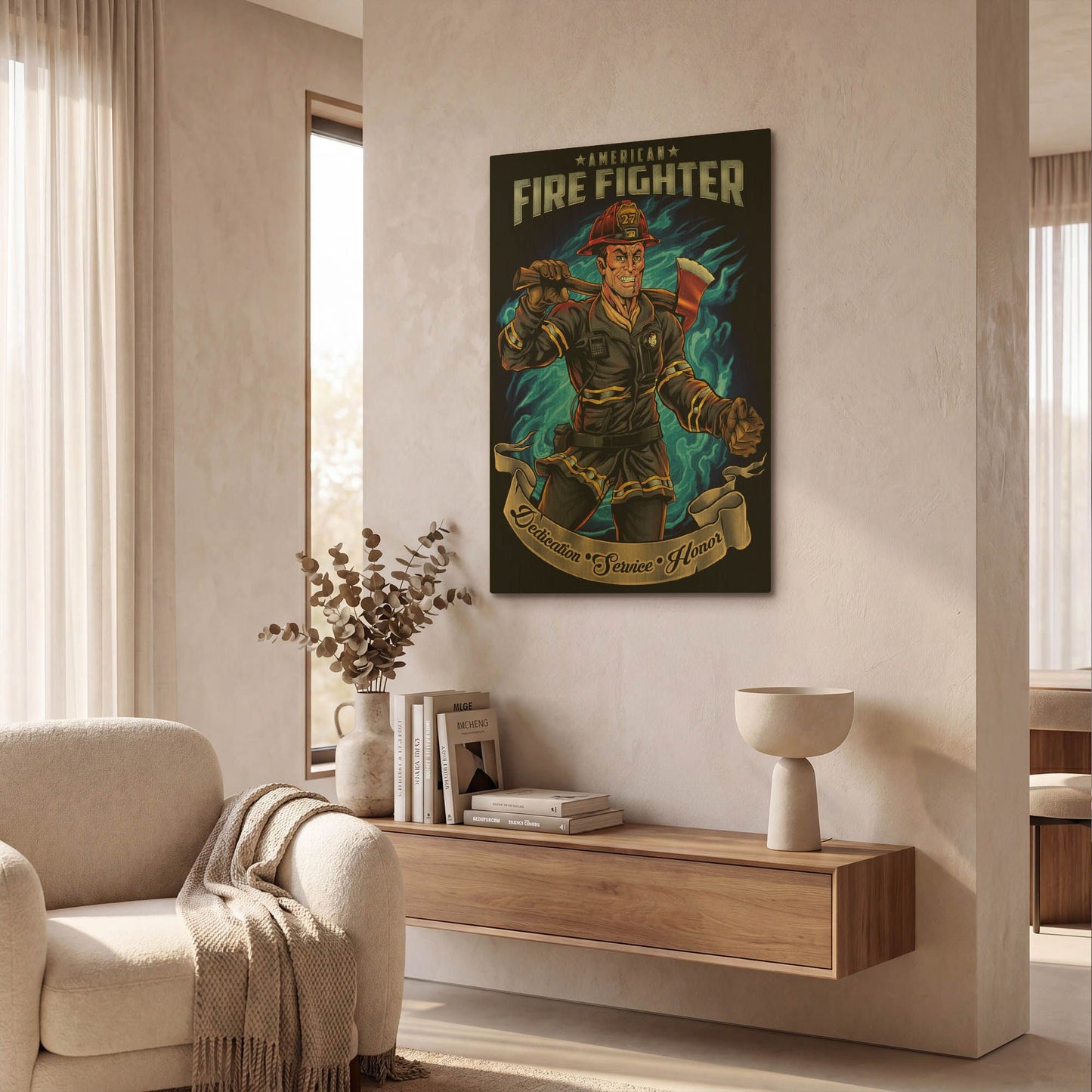 'Firefighter Human Template' By Flyland Designs Gold Metal Wall Art