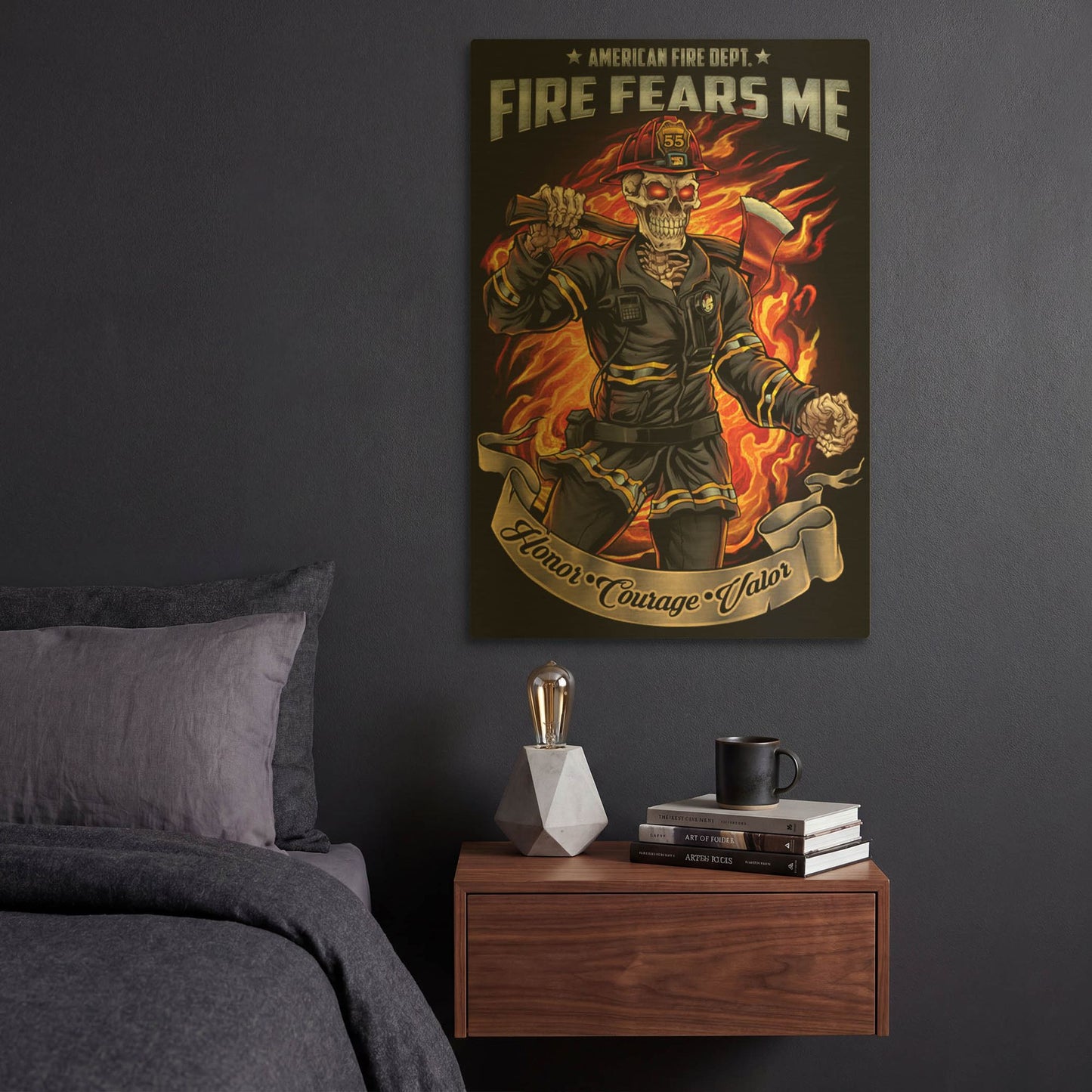 'Firefighter Template' By Flyland Designs Gold Metal Wall Art