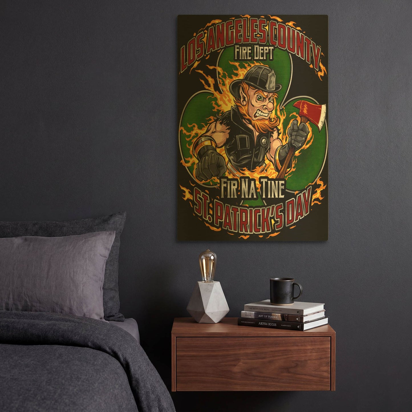 'Leprechaun fire-fighter 2016' By Flyland Designs Gold Metal Wall Art