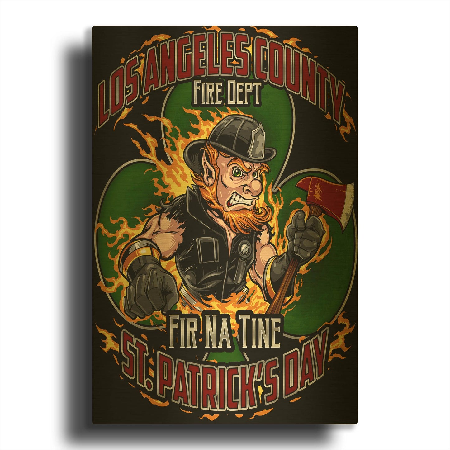 'Leprechaun fire-fighter 2016' By Flyland Designs Gold Metal Wall Art