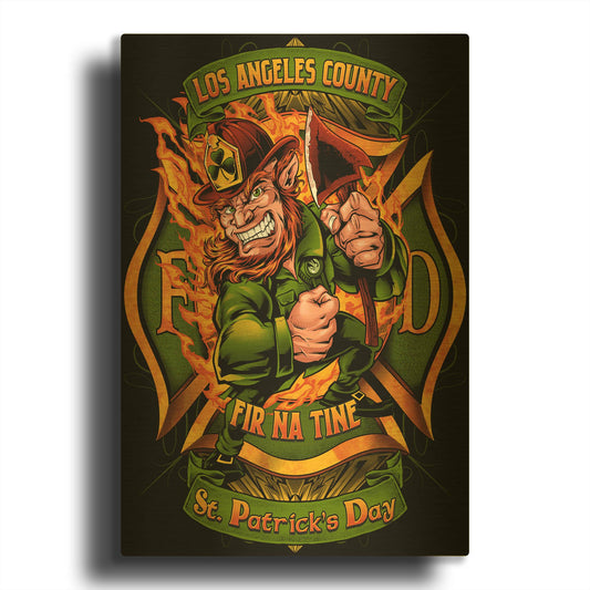 'Leprechuan fire-fighter 2' By Flyland Designs Gold Metal Wall Art