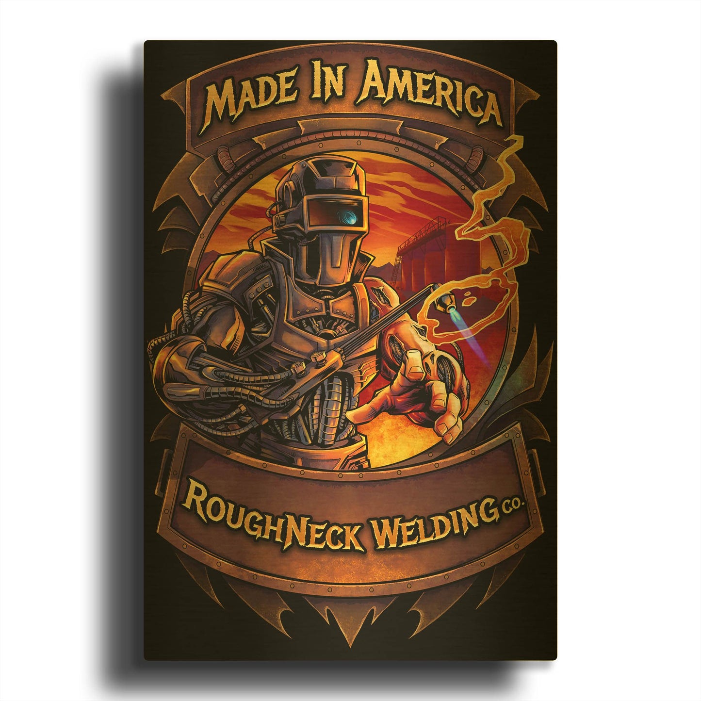 'Welding Cyborg' By Flyland Designs Gold Metal Wall Art