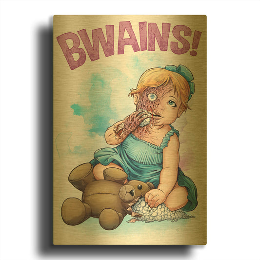 'Bwains DBH' By Flyland Designs Gold Metal Wall Art