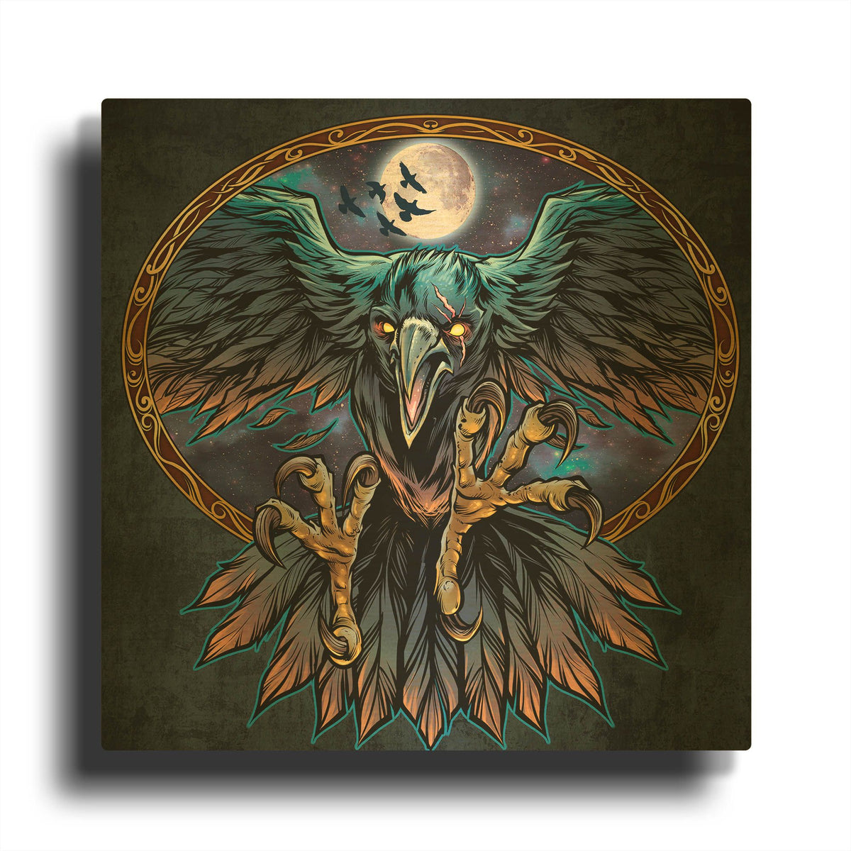 'Corax Russ Logo Design' By Flyland Designs Gold Metal Wall Art