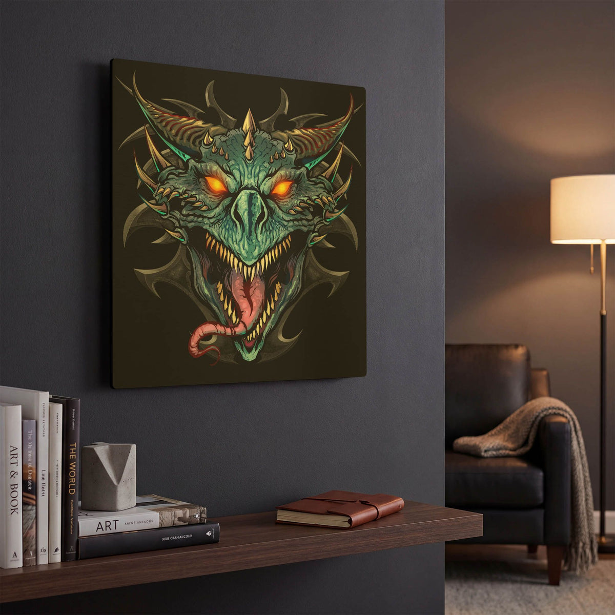 'Dragon Head' By Flyland Designs Gold Metal Wall Art