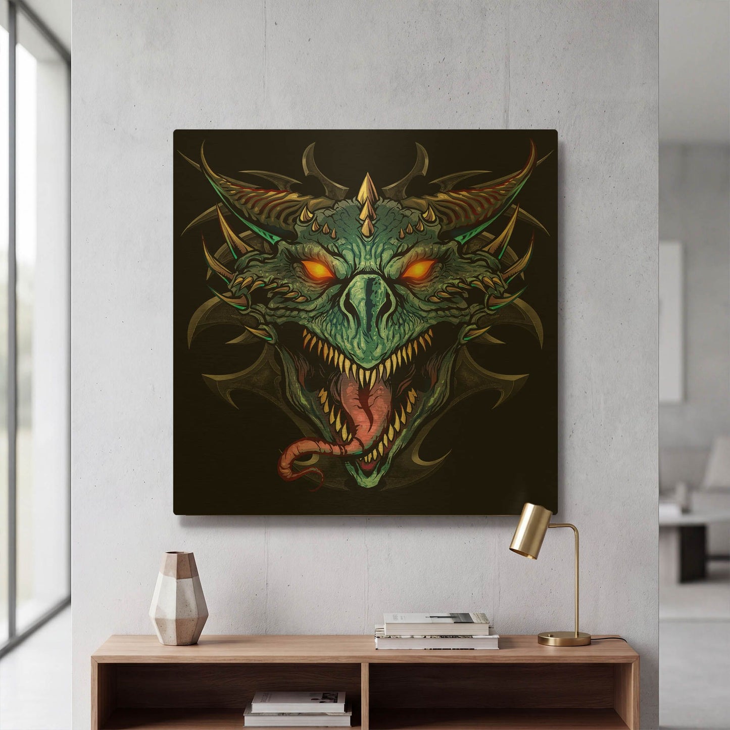 'Dragon Head' By Flyland Designs Gold Metal Wall Art