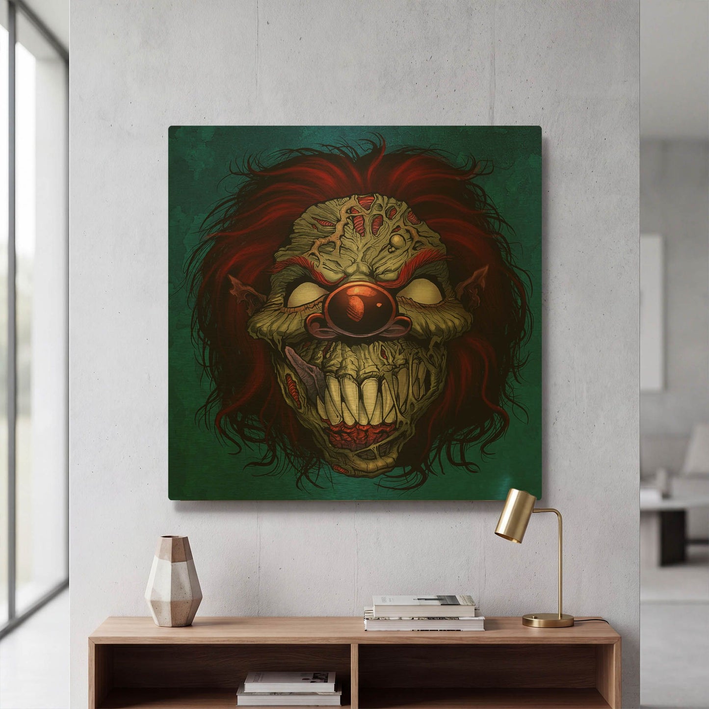 'Evil Clown 1' By Flyland Designs Gold Metal Wall Art