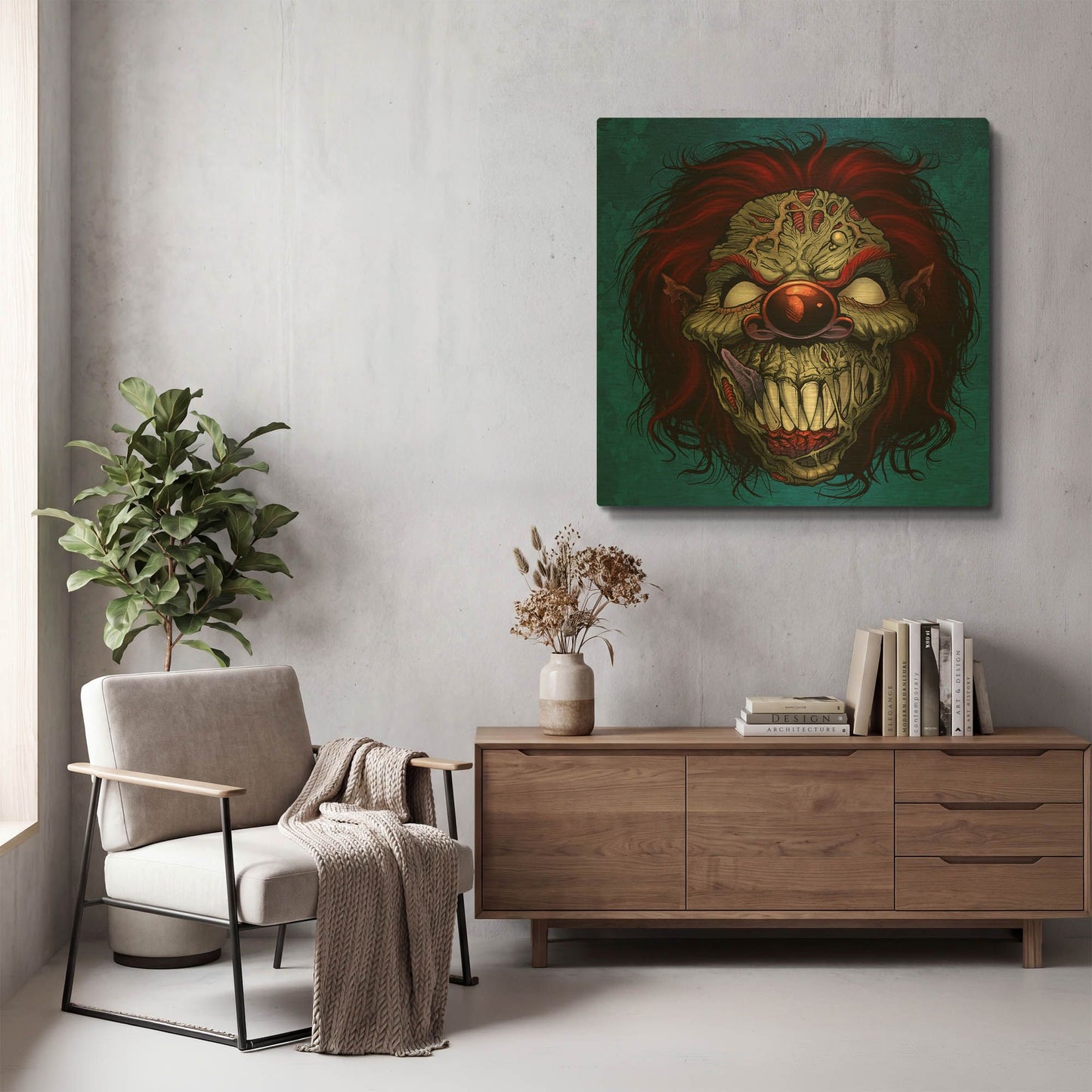 'Evil Clown 1' By Flyland Designs Gold Metal Wall Art