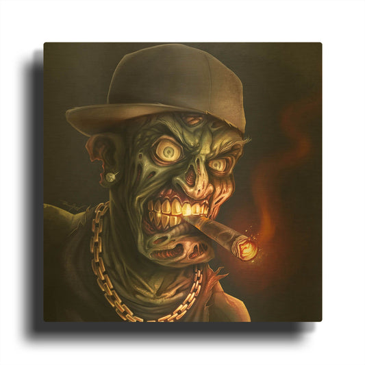 'Gangster Hip-Hop Zombie' By Flyland Designs Gold Metal Wall Art