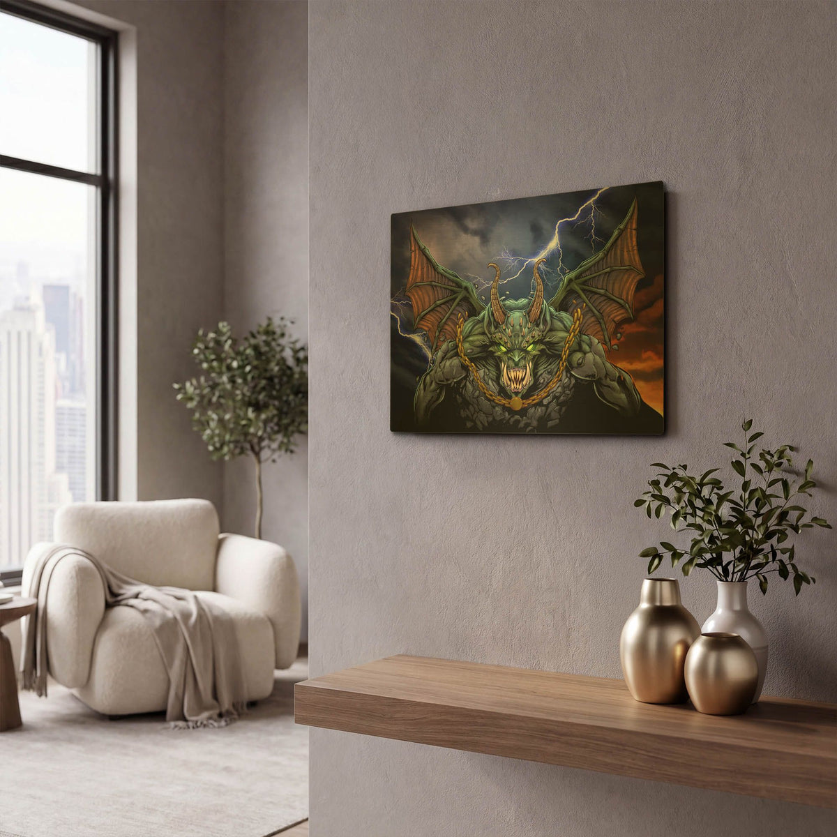 'Gargoyle 1' By Flyland Designs Gold Metal Wall Art