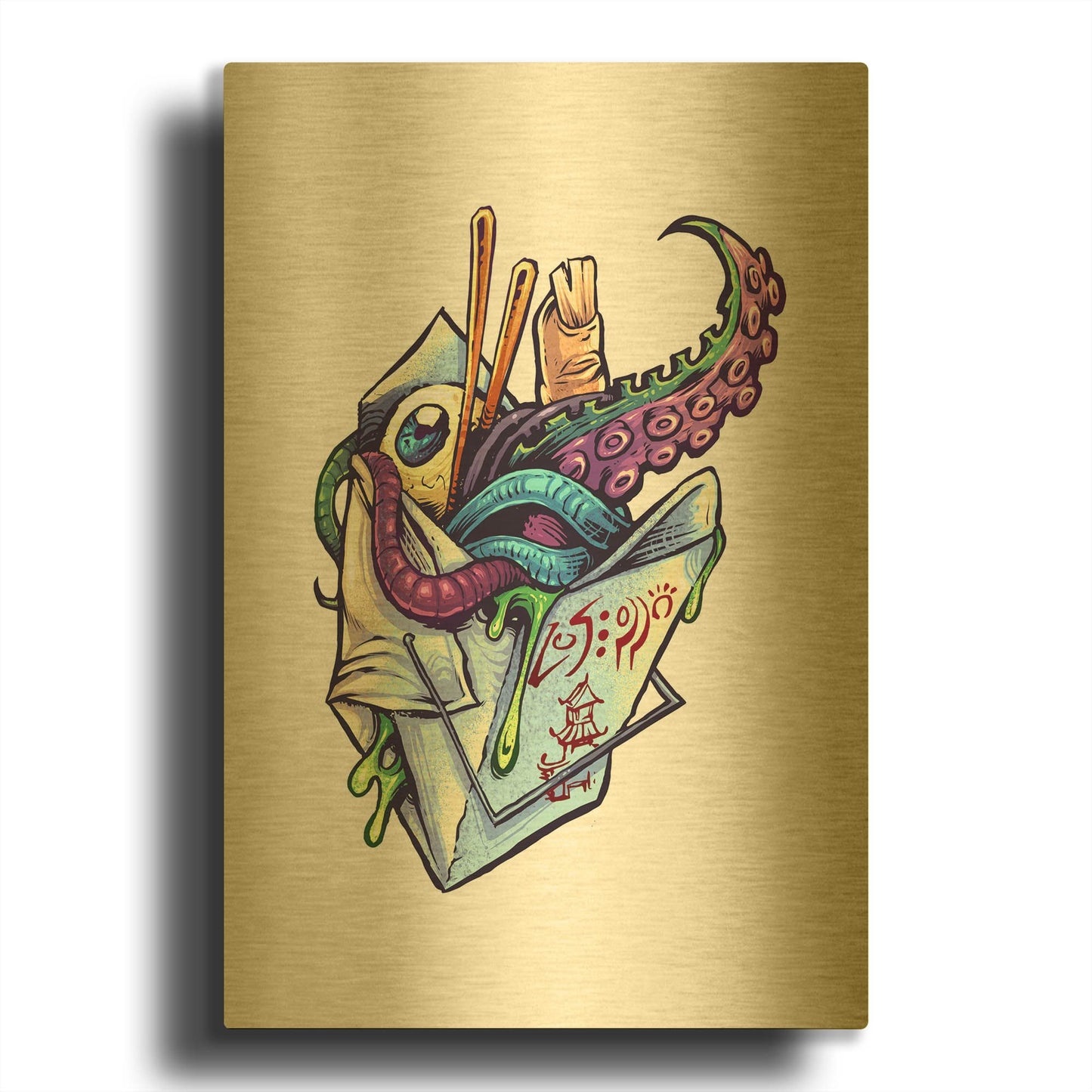 'Take Out Box' By Flyland Designs Gold Metal Wall Art