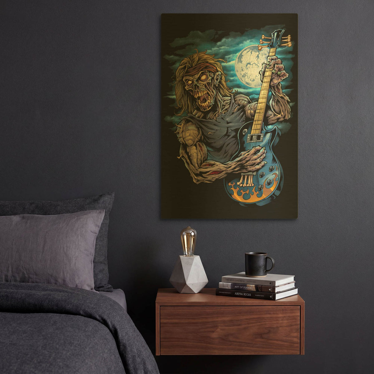 'Zombie Guitar Player' By Flyland Designs Gold Metal Wall Art