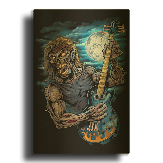'Zombie Guitar Player' By Flyland Designs Gold Metal Wall Art