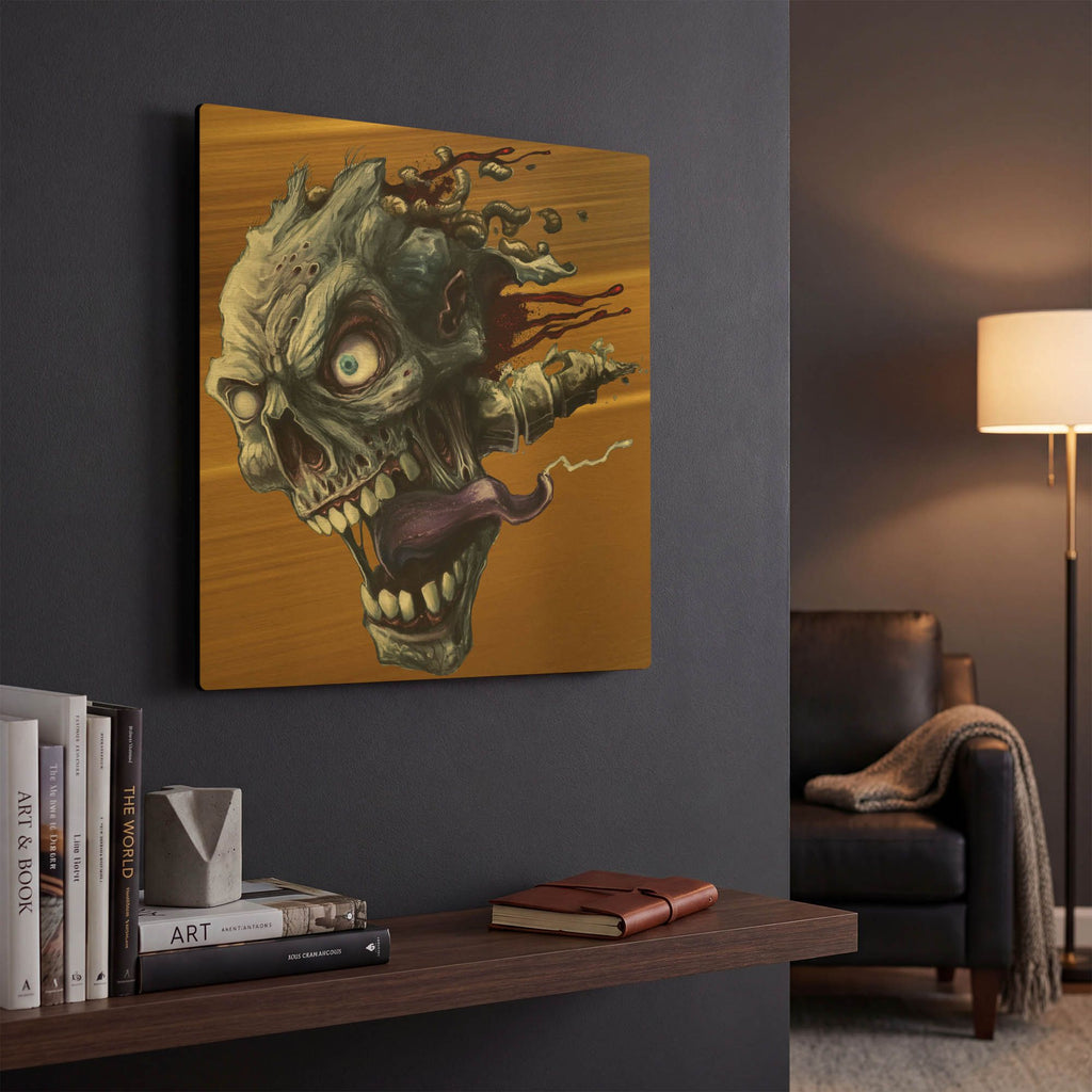 'Zombie Head' By Flyland Designs Gold Metal Wall Art