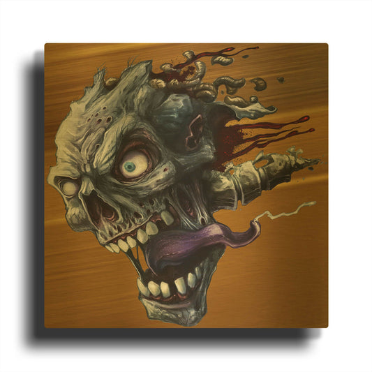 'Zombie Head' By Flyland Designs Gold Metal Wall Art